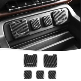 Voodonala for Chevy Silverado 2014-2018 Center Console Power/USB Ports Cover Trim Compatible with Chevy Silverado GMC Sierra (5pcs,Carbon Fiber Black,ABS)
