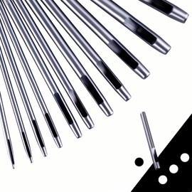 12 Piece Punch Set Punching Tool Set 0.5-6 mm Round Steel Hollow Punch Set Punch Set for Leather, PVC, Fabric, Canvas, Watch Strap Canvas Eyelet Paper Plastic