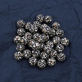 36pcs Leopard Silicone Beads Craft 12mm 15mm 19mm Round Loose Spacer Beads Bulk for DIY Keychain Bracelet Making