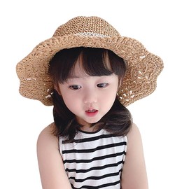 LONTG Straw Hat, Kids, Wide Brim Hat, Straw Hat, 0-3 Years Old Girl, Children, Summer Hat, Ribbon Included, Sun Hat, UV Protection, Sunscreen, Light Shielding Hat, Folding, Gardening, Farming,