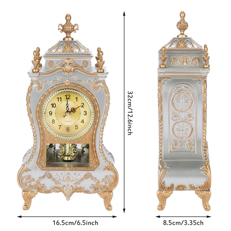 Beufee Vintage Table Clock, Rustic Vintage Style Plastic Shelf Clock