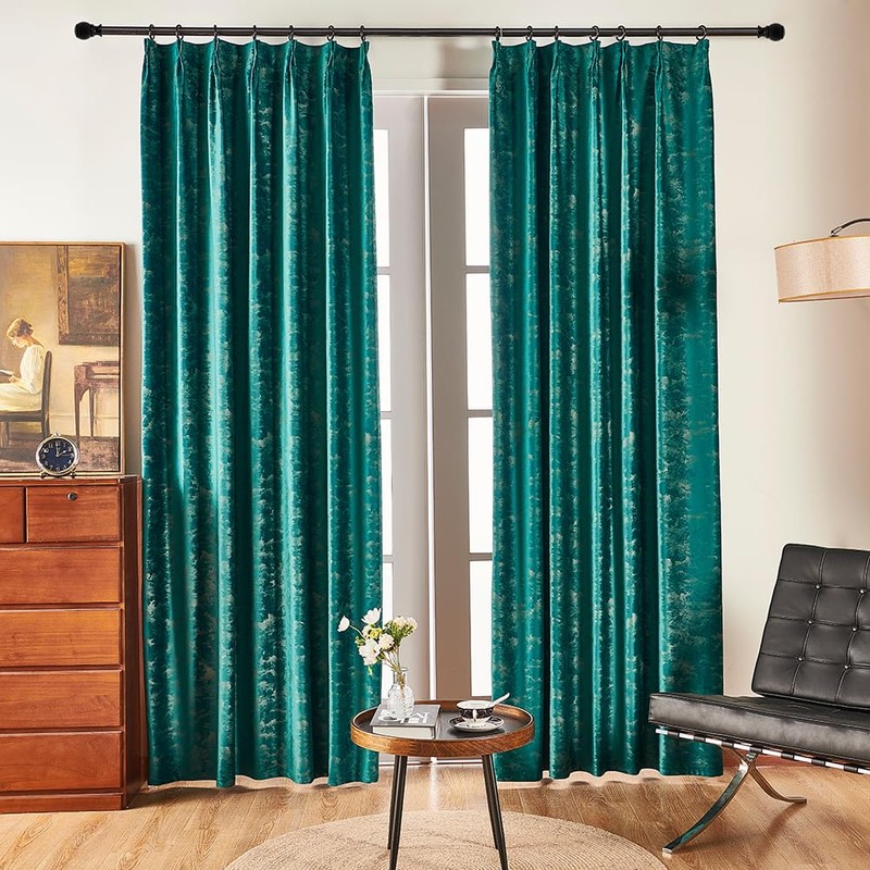 Velvet Curtain Panel Pinch Pleated Back Tab Living Room Luxury