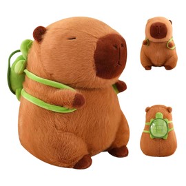 Capybara Cuddly Toy, Capybara Plush Toy for Children, Capybara with Turtle Backpack, Stuffed Toy Capybara Gift, Capybara Plush for Girls Boys (33 cm)