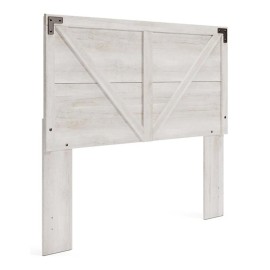Bowery Hill Contemporary Wood Queen Crossbuck Panel Headboard in Whitewash