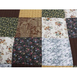 Cozy Line Home Fashions Andy Mustard Yellow Country Farmhouse Real Patchwork Quilt Bedding Set, 100% Cotton Reversible Coverlet, Bedspread (Brown Olive, King - 3 Piece)