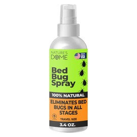 Nature's Dome TSA Approved Travel Bed Bug Spray (3.4 oz) – 100% Kill Rate Natural Bed Bug & Mite Killer, Destroys Eggs on Contact, Non-Staining for Hotel Mattresses & Luggage