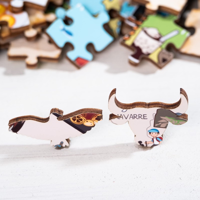 Terra Puzzles Spain Map Wooden Jigsaw Puzzle 152 Piece, 15x10