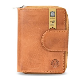 LINDENMANN Women's Purse Full Cowhide Leather Cognac, Cognac, Standard size