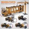 GLW Construction Trucks Toy Set – Alloy Inertia Driving 1:40