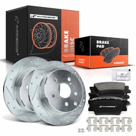A-Premium 11.06 inch (281mm) Rear Drilled and Slotted Disc Brake Rotors + Ceramic Pads Kit Compatible with Select Lexus and Toyota Models - Elantra HS250h 2010-2012, RAV4 2006-2018, 6-PC Set