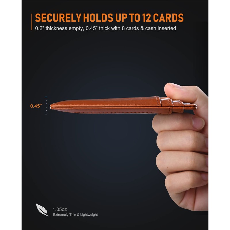 Buffway Slim Minimalist Front Pocket RFID Blocking Leather Wallets for