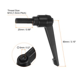 HARFINGTON 8pcs Adjustable Clamping Lever Handles M10 x 25mm Male Thread Bolt Knobs Rotating Screw Locking Quick Release Ratchet Push Button Handle, Black