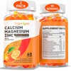 Calcium Magnesium Zinc Gummies for Adult: Organic 1000mg Calcium Citrate Magnesium Supplement with D3 K2 B6 B12 - Sugar Free High Absorption Supplement for Women Men (60 Count(Pack of 2))