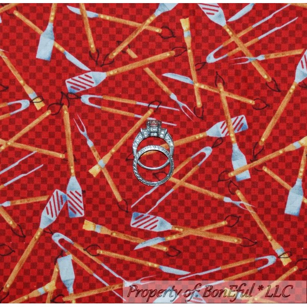 Clothworks BonEful Fabric FQ Cotton Quilt Red Brown Kitchen Chef