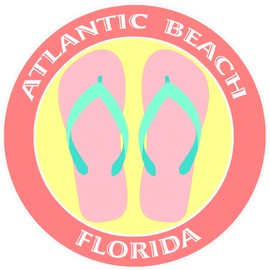 Athena Brands Flip Flops Atlantic Beach - Car Truck Window Bumper Graphics Sticker Decal - Lobster Claw Red