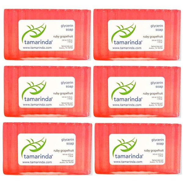 tamarinda Ruby Grapefruit Glycerin Soap - SIX 4.25 oz bars.