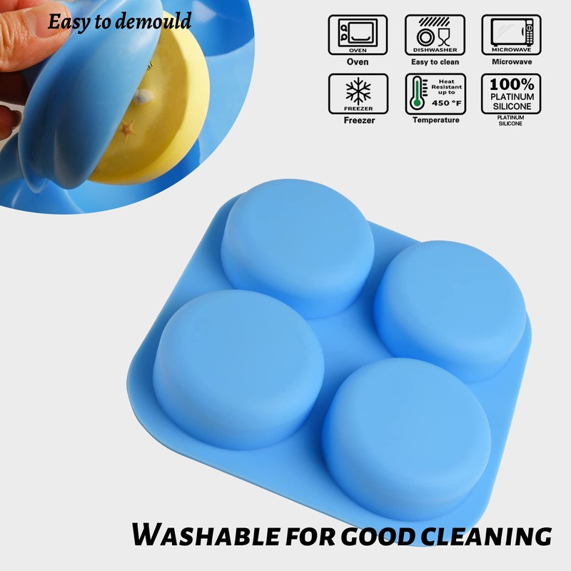 Sakolla Sakolla 2 Pack 4 Cavity Round Silicone Soap Molds