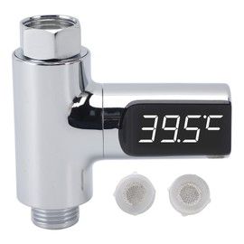 Shower Thermometer LED Display Water Temperature Meter Electroplate ABS Shower Water Thermometer for Infant Baby Bath 0℃‑100℃ 8 X 8 X 3cm / 3.1 X 3.1 X 1.2in