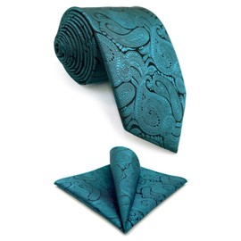 [S&W SHLAX&WING] Men's Necktie Combo Necktie Pocket Square Set Satin for Prom Party, A77-SH