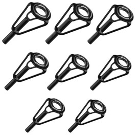 nllkii 8pcs Fishing Rod Parts Tip Repair Kit,Stainless Steel Rod Tip Ceramic Guide Rings Replacement,8 Different Sizes for Freshwater Saltwater Fishing Lovers (Black)