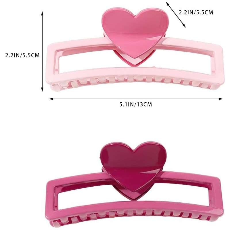 2pcs Valentine’s Day Heart Hair Claw Clips for Women| Claw