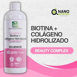 Biotina + Colágeno Hidrolizado | Suplemento Líquido de Alta Absorción para piel, cabello y uñas | Mujer y hombre | Fórmula Liposomal 480ml | 32 Dosis 
