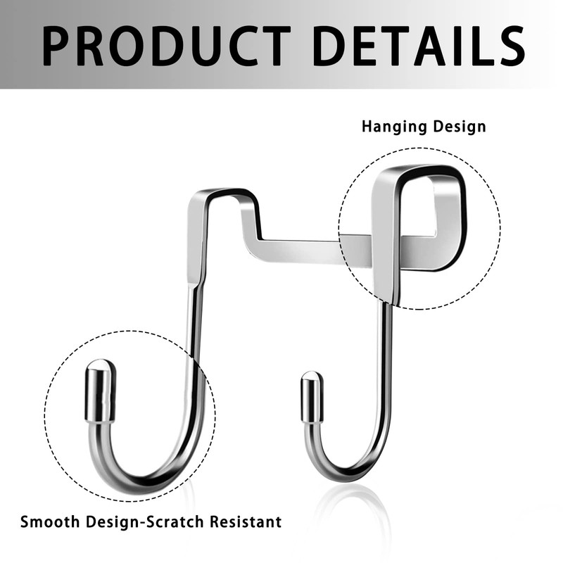 NORSON-NADISHA 2PCS Over Door Hook Hanger Stainless Steel Shower Towel