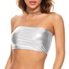 Gatielzana Women's Metallic Crop Top Shiny Strapless Tube Bra for