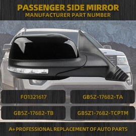 Dasbecan Right Passenger Side Door Mirror Compatible with Ford Explorer 2011-2019 Power Glass | Heated | Turn Signal | Puddle Light | Blind Spot Detection Replaces GB5Z1-7682-TCPTM Black 9Pins