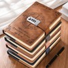 WANLIAN Nautical Pattern Brown Leather Lockable Journal with Pen Pocket