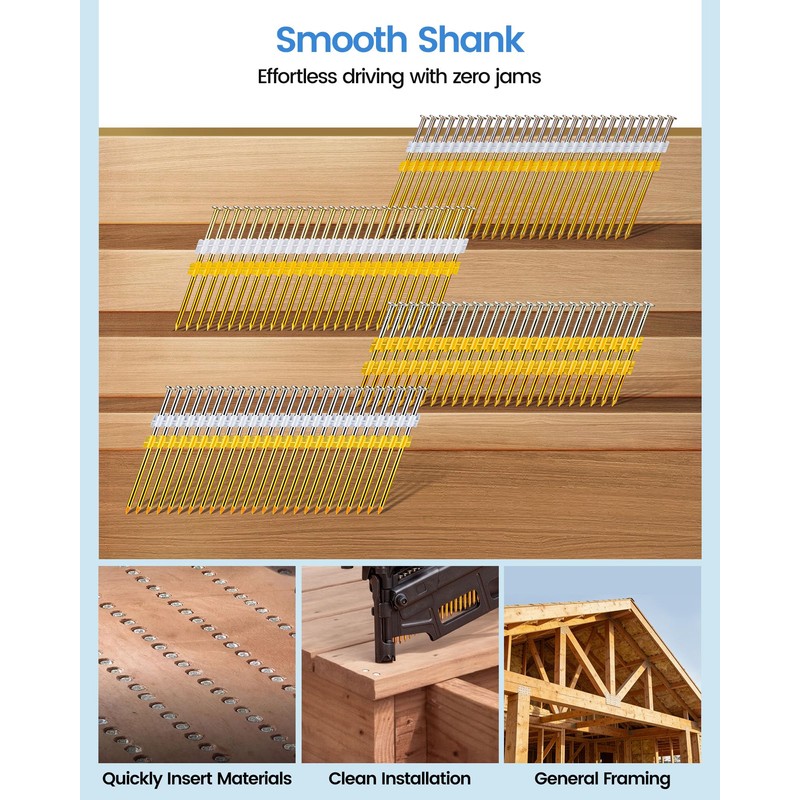 meite 21 Degree Framing Nails 3-1/2 Inch Galvanized Plastic Collated