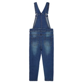 KIDSCOOL SPACE Little Girls Jeans Overalls,3 Buttons Elastic Band Inside Stretchy Soft Denim Jumpsuit,Blue,5-6 Years