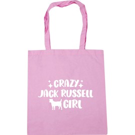 Hippowarehouse Crazy jack russell girl - dog Tote Shopping Gym Beach Bag 42cm x38cm, 10 litres