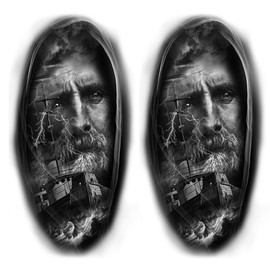 Oottati 2 Sheets Waterproof Arm Temporary Tattoo Stickers Jesus Ship Wave Sea