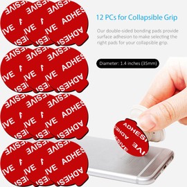 PKYAA 12 Pack Sticky Adhesive Compatible with Socket Base, Double-Sided Replacement Tape for Collapsible Grip & Stand Back - 12pcs 1.4 inches(35mm) Adhesive Tapes