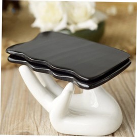Baluue 2pcs Body Gua Massage Tools Natural Black Buffalo Horn Scraping Plate for Face Body