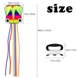 4 m octopus stunt kite, kite, children's kite from 3, 80 m kite line with handle, flying kite children, suitable for parks, beaches, outdoor activities, rainbow kite with long
