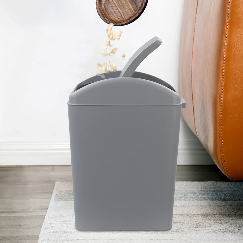 Mayish 20 L Plastic Trash Can, Grey Plastic Swing Top