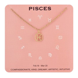 Augonfever Daughter Gifts Inspirational Pisces Choker Necklace Simple Gold Zodiac Sign Jewelry for Teens