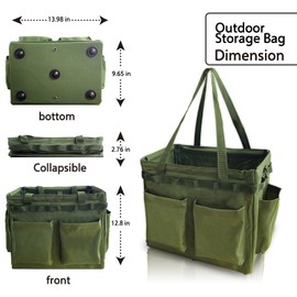 Multifunctional Storage Toolbox Carry Griddle,Large Grill Utensils Accessory Grilling Tools Basket Carrying Caddy Tool Tote Bag Storage Box Camp Cooking BBQ Outdoor Picnic Organizer (Navy Green)