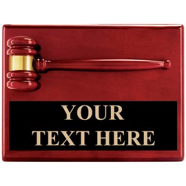 Customizable Rosewood Gavel Plaque Award - 9"x12" Rosewood Gavel Gift Includes Free Personalization