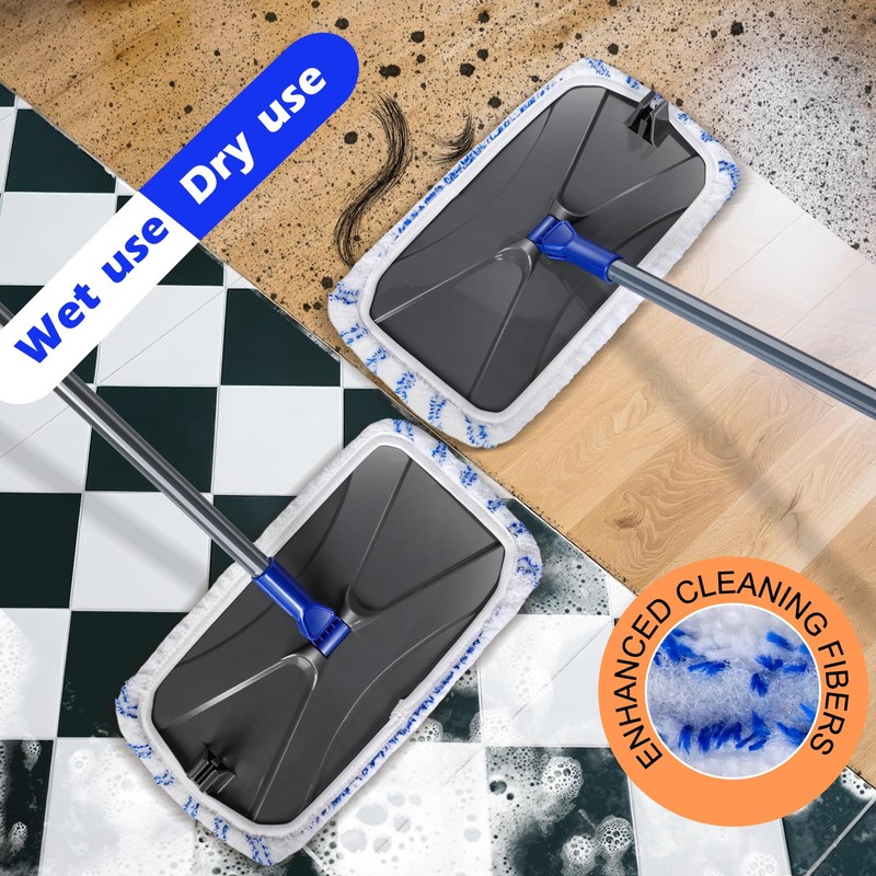 MASTERTOP Microfibre Flat Mop, Extended Wet Dry Large Floor Mop