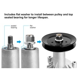 Fourtry 130794 Spindle 153535 Pulley Compatible with Craftsman Mower - Spindle Assembly with Pulley Compatible with Craftsman LT1000 LT2000 DYT4000 42" Deck Tractor, HU, Poulan Pro Riding Mower