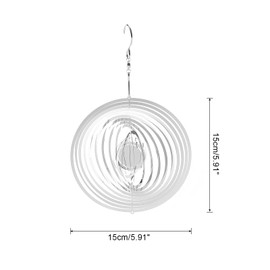 sourcing map Wind Spinner Circular 5.91" x 9.45" Stainless Steel Reflectors Wind Chimes for Outdoor Devices Metal Decorations Keep Birds Away Yard Garden, Silver Tone