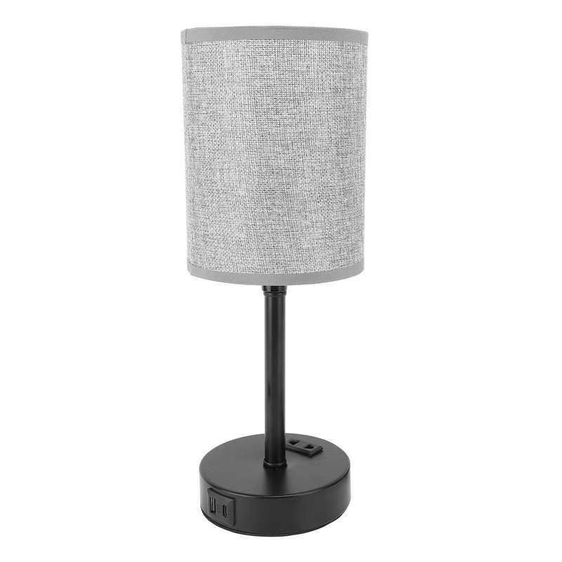 LED Table Lamp Fabric Lampshade USB A and USB C