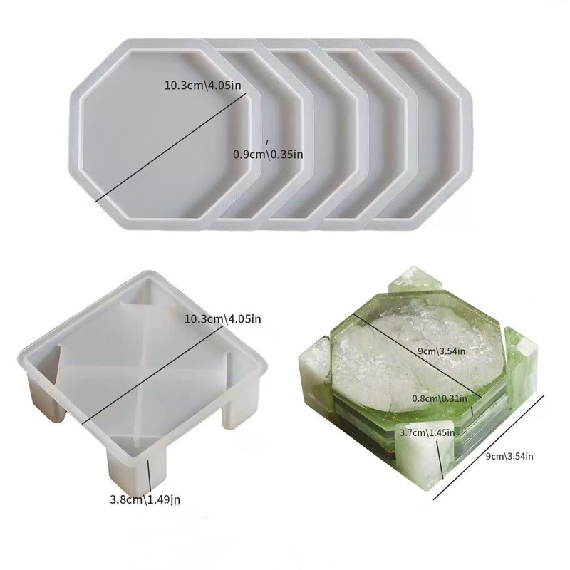 18PCS Coaster Resin Molds Silicone,Silicone Resin Coaster Molds Set with