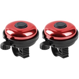 Xthuge Classic Bike Bell, Aluminum Bicycle Bell, Loud Crisp Clear Sound Bicycle Bike Bell for Adults Kids(Red, Red-Left Hand Use-2 Pack)