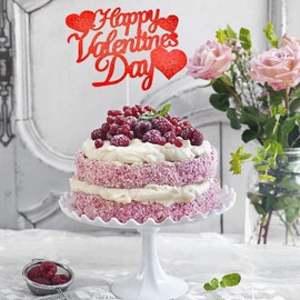 10 decoraciones para tartas de San Valentín con purpurina roja para el día de San Valentín, decoración de tartas en forma de corazón, accesorios para tartas para bodas, regalos del día de San