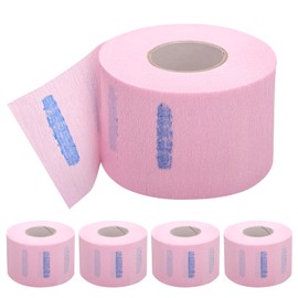 Disposable Barber Neck Paper- 5 Rolls & 500 Neck Strips, Barber Supplies for Salon Hair Styling (Pink)
