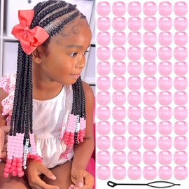 NAISKA 90Pcs Pink Hair Barrettes Acrylic Hair Beads for Kids Girls Cute Clips for Hair Plastic Hair Clips Toddler Dreadlock Beads Hair Jewelry for Women Braid Accessories